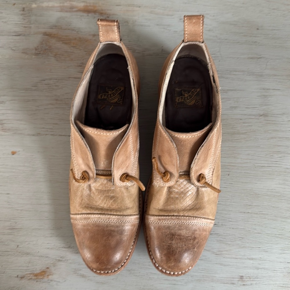 Freebird Mabel -Tan Suede Ankle Boots with Pull Tabs